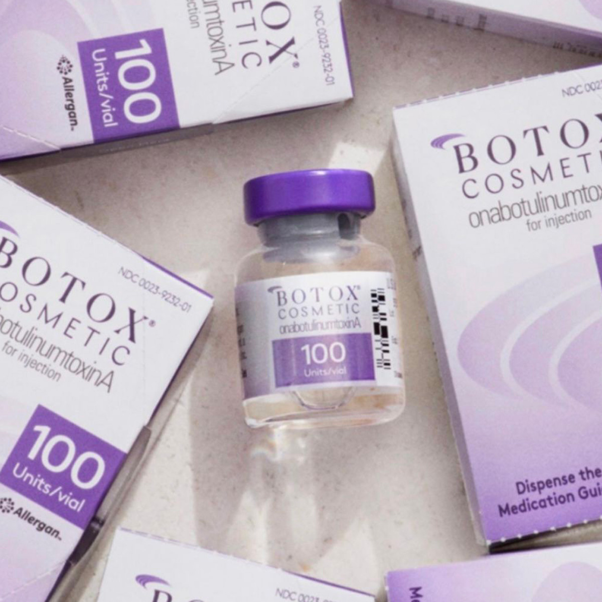 Botox bottle and boxes